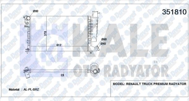 KALE 351810 Radyator Citroen Xsara 1.4-1.6-1.8-2.0 98=>00 / Zx  92=> / Peugeot 306 1.4-1.6-1.8 97=>98